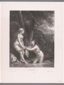 Daphnis e Chloe tomando banho Le Bain (título no objeto) de Joseph Rose Lemercier