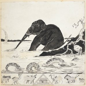 Acrescentar. 59840 f.33 O filho do elefante, das "Just So Stories", de Rudyard Kipling