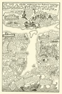 Mapa da Amazônia Turbida em Vermelho + Preto (gravura)