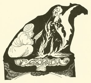 Os Djinn fazendo o início da Magia que trouxe o Humph para o Camelo (gravura)