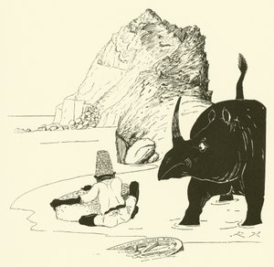 O Parseee começa a comer o seu bolo (gravura) de Joseph Rudyard (after) Kipling