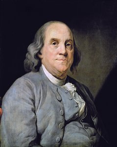 Retrato de Benjamin Franklin (cor litho) de Joseph Siffred (after) Duplessis