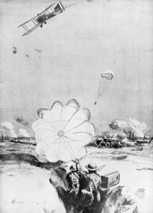 Avião fornecendo munição para a linha de frente britânica, Primeira Guerra Mundial, 1914-1918 1926 de Joseph Simpson