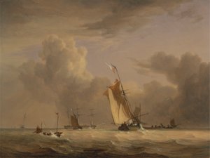 Boca de Pesca e Outros Navios numa Brisa Forte
