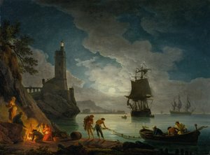 Um porto ao luar de Claude Joseph Vernet