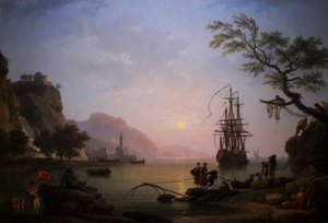 Vista de um porto pela manhã (manhã) de Claude Joseph Vernet