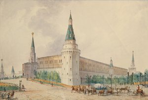 A Praça da Ressurreição e o Alexander Garden em Moscou
