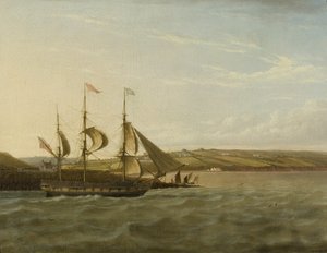 A Ship Passing Portishead, c.1832 (óleo sobre tela) de Joseph Walter