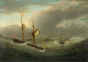 O Brigantine Tom Cod resgatando a tripulação de &39;La Plata&39;, c.1840 (óleo sobre tela)