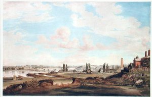 Vista da Filadélfia e do Rio Schuylkill, c.1816 (aquarela sobre papel) de Joseph Watson