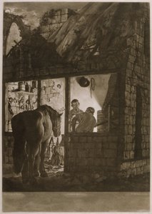 A Farriers Shop, gravada por Willam Pether (c.1781-1821), 1771 (mezzotint) de Joseph Wright of Derby