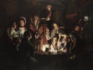 O experimento com o pássaro na bomba de ar. 1768 de Joseph Wright of Derby