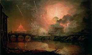 Fogo de artifício no Castel Sant Angelo, 1774-1778 de Joseph Wright of Derby