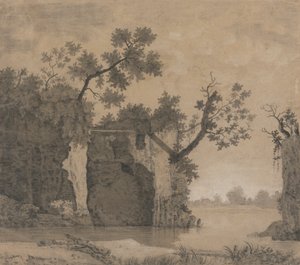 Paisagem com ruínas de Joseph Wright of Derby