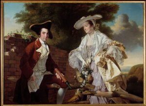 Retrato do cartógrafo Peter Perez Burdett (1735-1793) e sua esposa Hannah Pintura de Joseph Wright Of Derby (1734-1797) 1765 Praga, Galeria Nacional de Joseph Wright of Derby