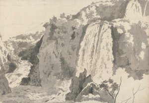 Paisagem Rochosa com Quedas de Água de Joseph Wright of Derby