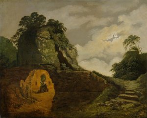 O túmulo de Virgílio ao luar, com Silius Italicus de Joseph Wright of Derby