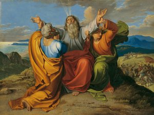 Moisés a rezar com Aaron e Hur no Monte Horeb de Joseph von Fuhrich