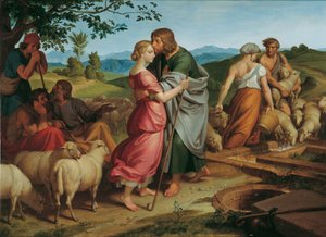 Jacob encontra Rachel nos rebanhos de seu pai de Joseph von Fuhrich
