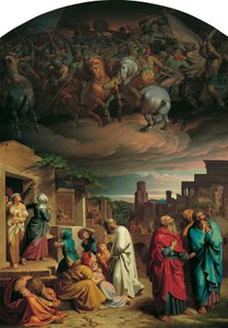 Visão dos habitantes de Jerusalém antes da conquista da cidade por Antioquia IV Epifanes de Joseph von Fuhrich