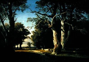 Paisagem com Árvores e Gado (óleo sobre tela)