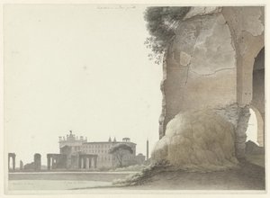 A Basílica de San Giovanni in Laterano, com o Templo de Minerva Medica em primeiro plano A Igreja de San Giovanni in Laterano, com o Templo de Minerva Medica em primeiro plano à direita, em Roma