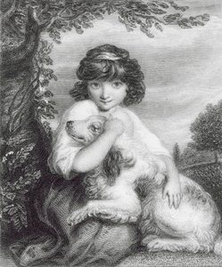 Ama-me, ama o meu cão (gravura) de Joshua (after) Reynolds
