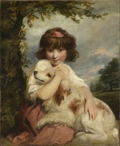 Uma menina e o seu cão de Joshua Reynolds