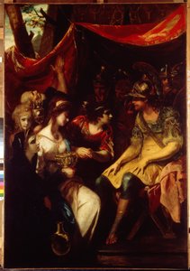 A Continência de Cipião, o Africano (Publius Cornelius Scipio Africanus, 235-183 aC). Lenda mítica que ocorre durante a Segunda Guerra Púnica (218-202 aC), após a captura de Cartagena (Tunísia), quando soldados apresentam ao herói de Joshua Reynolds