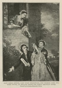 Lady Sarah Lennox, Lady Susan Strangways e Charles James Fox quando jovem, na Holland House de Joshua Reynolds