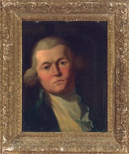 Retrato de um cavalheiro, na altura do busto, com casaco azul e colete amarelo de Joshua Reynolds