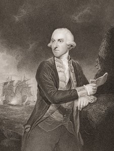 Samuel Hood, 1º visconde Hood, ilustração de "Batalhas da Inglaterra por mar e terra" por Lieut. Coronel Williams (gravura) de Joshua Reynolds