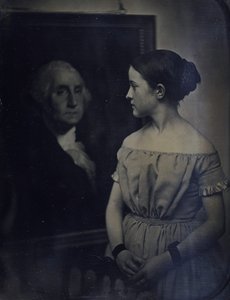 Rapariga com retrato de George Washington, ca. 1850. Criadoras: Josiah Johnson Hawes, Albert Sands Southworth.