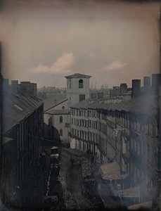 Veja Down Brattle Street do Southworth & Hawes Studio em 5 12 Tremont Row, Boston, 1855. Criadores: Josiah Johnson Hawes, Albert Sands Southworth.
