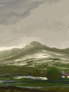 Vale da Montanha Verde Envolto em Nevoeiro