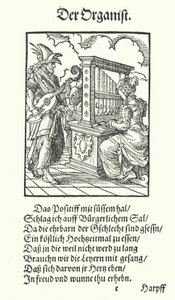O Organista (gravura) de Jost (after) Amman
