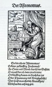 Um astrônomo com um verso de Hans Sachs, pub. Frankfurt 1568 de Jost Amman