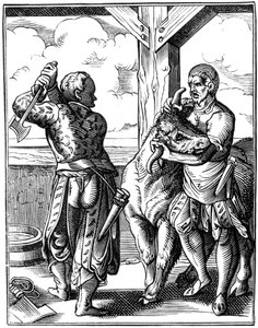 Açougueiro, século XVI, 1849. de Jost Amman