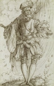 Alferes carregando uma bandeira, 1560s (tinta sobre papel) de Jost Amman