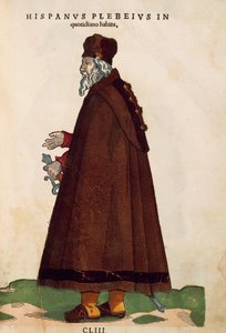 Homem espanhol vestindo roupas cotidianas do Habitus Praecipuorum Popularum de Jost Amman, gravura de Jost Amman