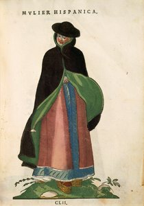 Mulher espanhola, de Habitus Praecipuorum Popularum, de Jost Amman, gravura de Jost Amman
