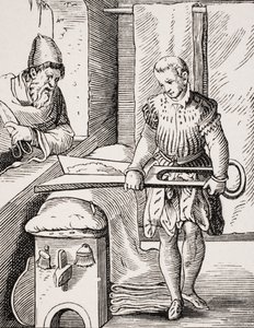 Clothworker, reprodução de xilogravura do século XVI, século XIX
