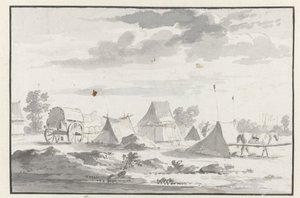 Vista de um acampamento do Exército de Willem III perto de Leuven de Josua de Grave (circle of)