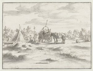 Vista de um acampamento do exército de Willem III perto de Leuven de Josua de Grave