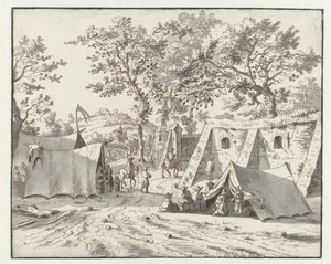 Vista de um acampamento do exército de Willem III perto de Leuven de Josua de Grave