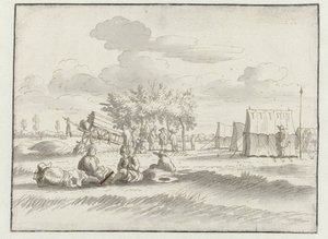 Vista de um acampamento do Exército de Willem III perto de Leuven de Josua de Grave