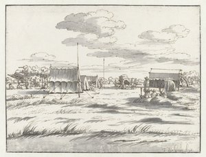 Vista de um acampamento do exército de Willem III perto de Leuven de Josua de Grave