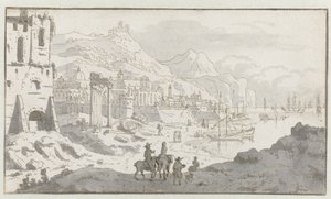 Vista de um Porto Italiano Imaginário de Josua de Grave