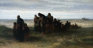 Pescadores carregando um homem afogado, c.1861 (óleo sobre tela) de Jozef (1824 1911) Israels