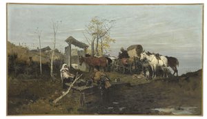 Conversa no poço, 1877 de Jozef Brandt